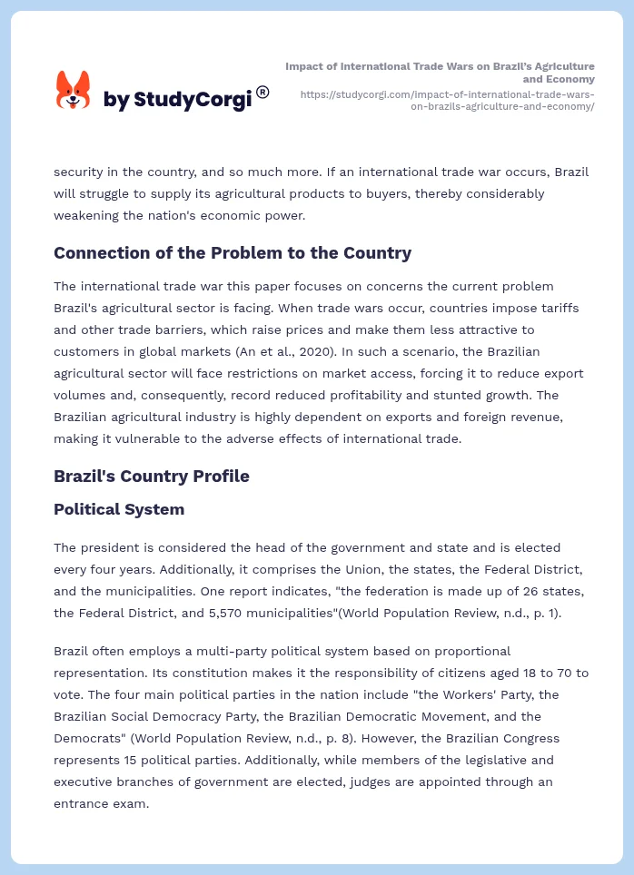 Impact of International Trade Wars on Brazil’s Agriculture and Economy. Page 2