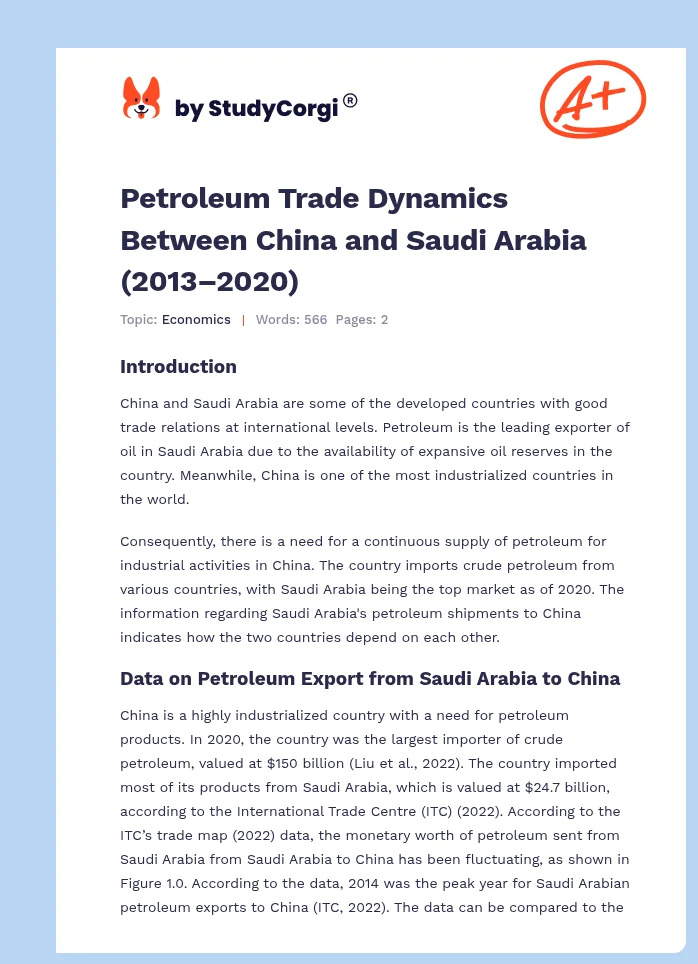 Petroleum Trade Dynamics Between China and Saudi Arabia (2013–2020). Page 1