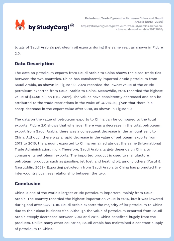 Petroleum Trade Dynamics Between China and Saudi Arabia (2013–2020). Page 2