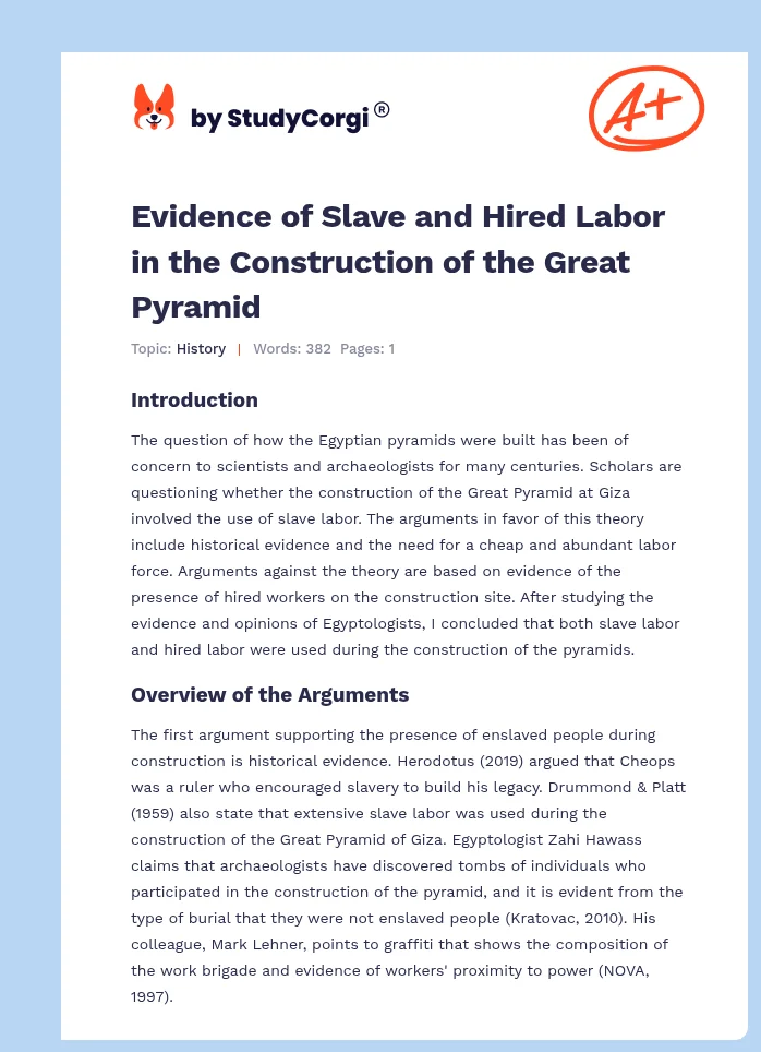 Evidence of Slave and Hired Labor in the Construction of the Great Pyramid. Page 1