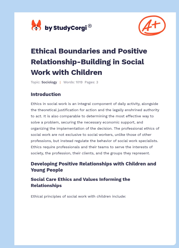 Ethical Boundaries and Positive Relationship-Building in Social Work with Children. Page 1