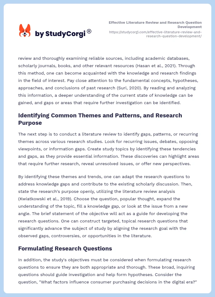 Effective Literature Review and Research Question Development. Page 2