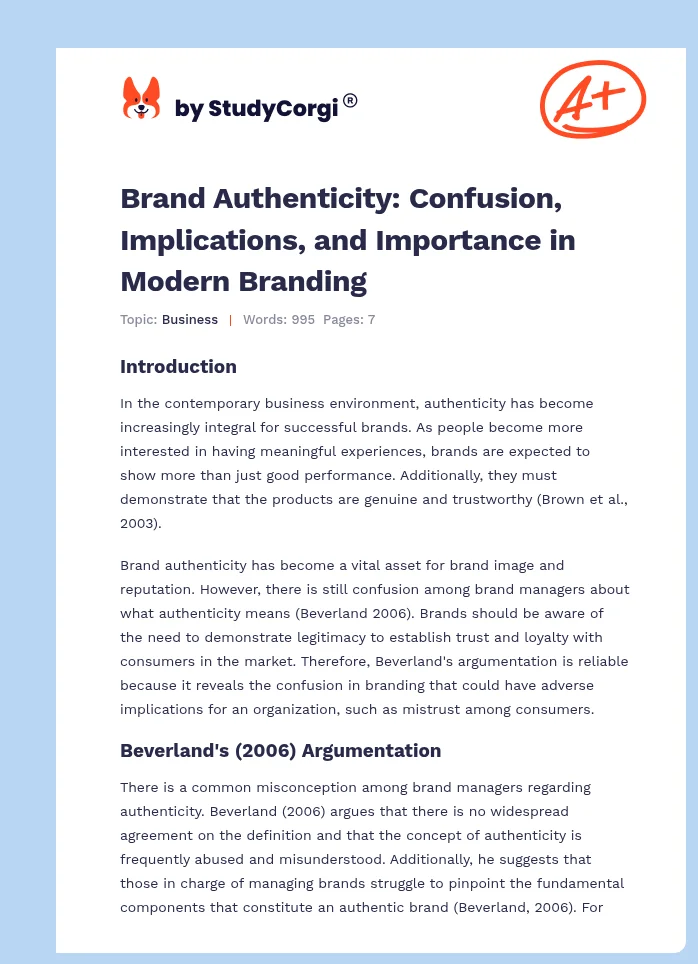Brand Authenticity: Confusion, Implications, and Importance in Modern Branding. Page 1