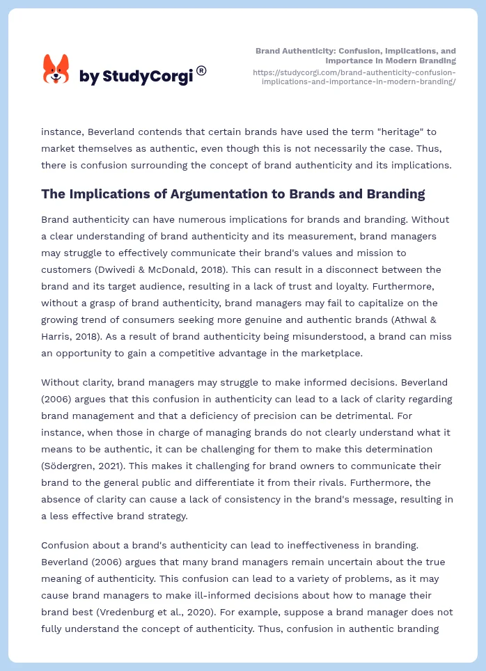 Brand Authenticity: Confusion, Implications, and Importance in Modern Branding. Page 2