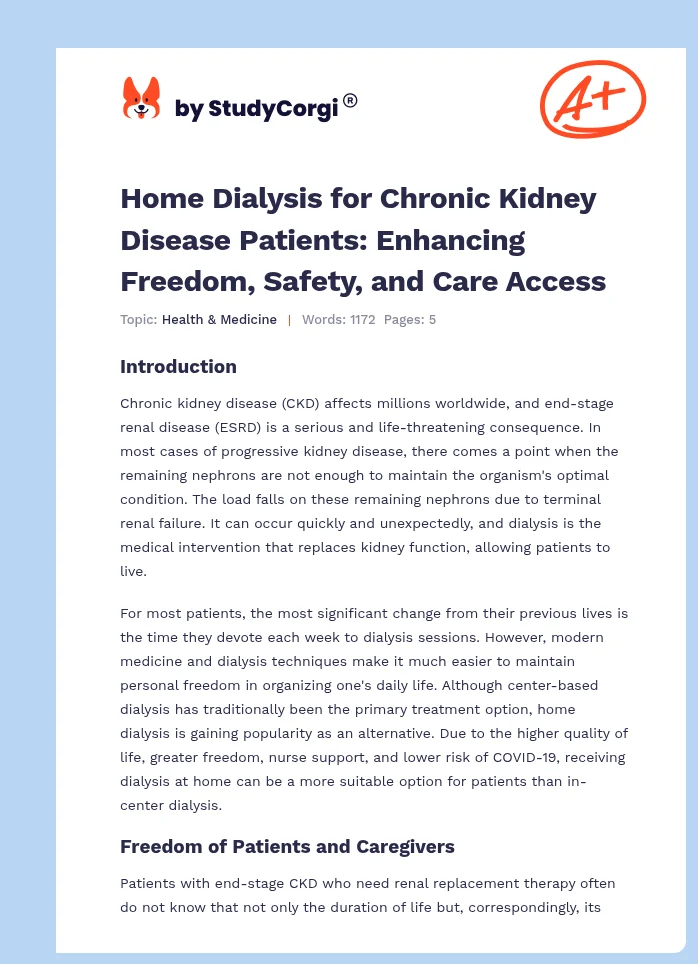 Home Dialysis for Chronic Kidney Disease Patients: Enhancing Freedom, Safety, and Care Access. Page 1