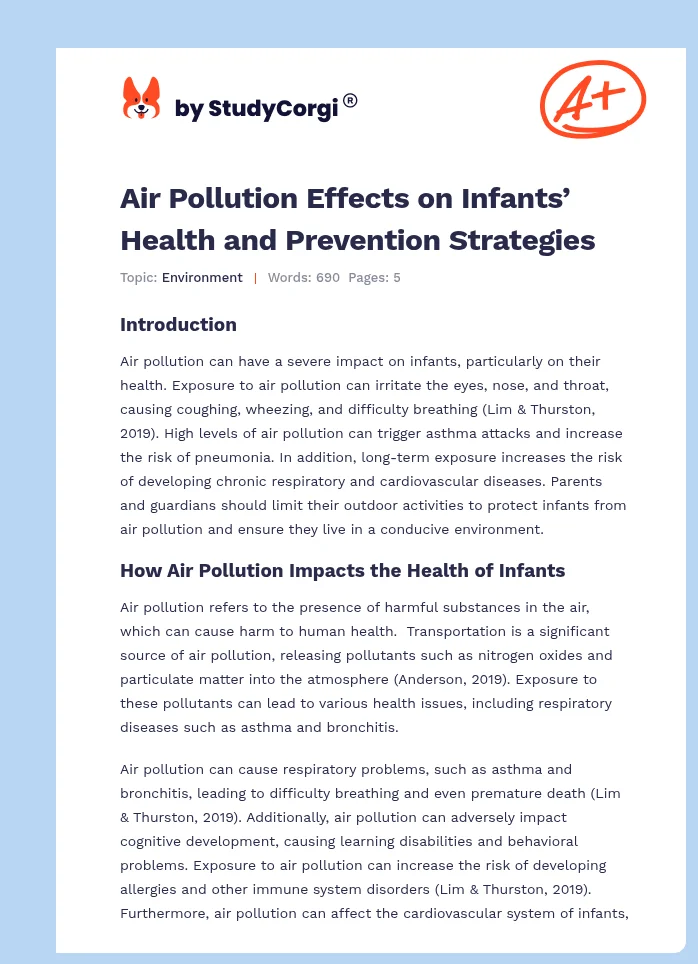 Air Pollution Effects on Infants’ Health and Prevention Strategies. Page 1