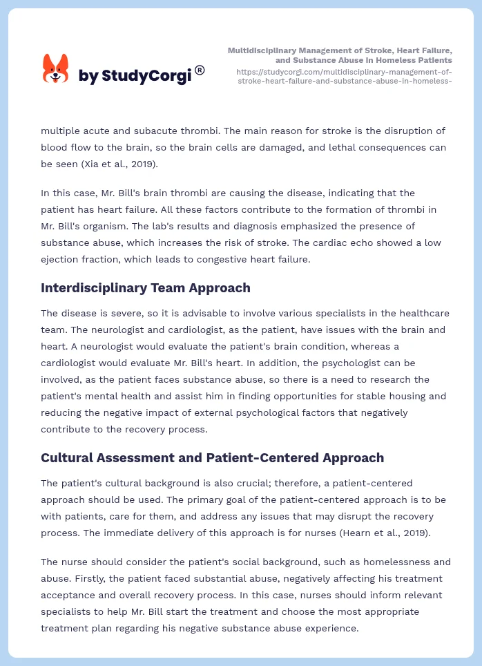 Multidisciplinary Management of Stroke, Heart Failure, and Substance Abuse in Homeless Patients. Page 2