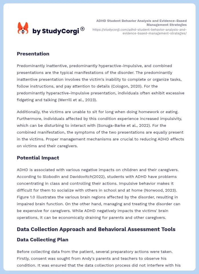 ADHD Student Behavior Analysis and Evidence-Based Management Strategies. Page 2