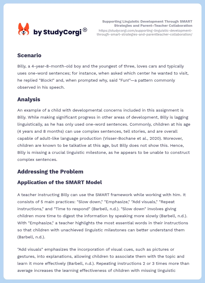 Supporting Linguistic Development Through SMART Strategies and Parent–Teacher Collaboration. Page 2