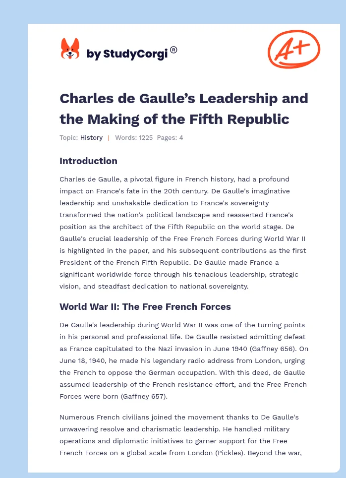 Charles de Gaulle’s Leadership and the Making of the Fifth Republic. Page 1
