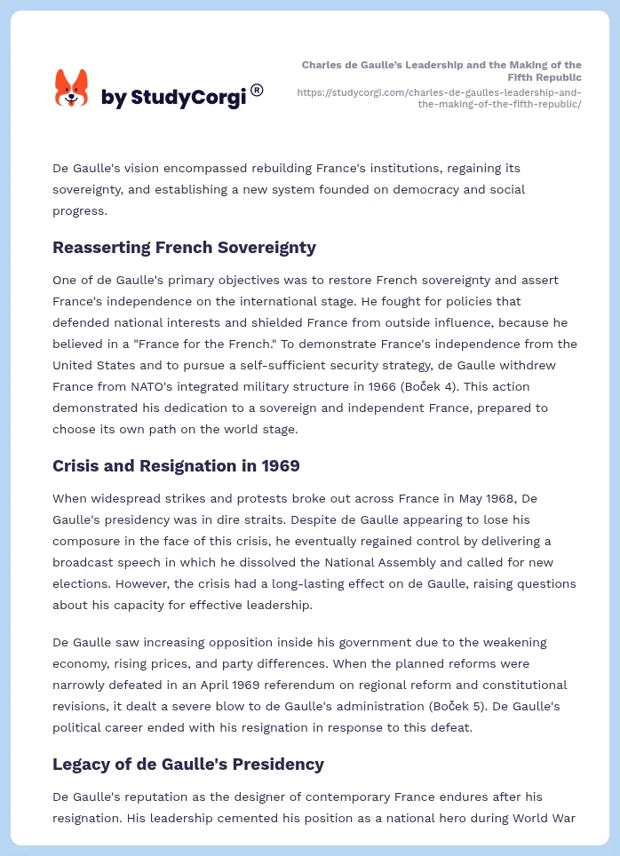 Charles de Gaulle’s Leadership and the Making of the Fifth Republic. Page 2
