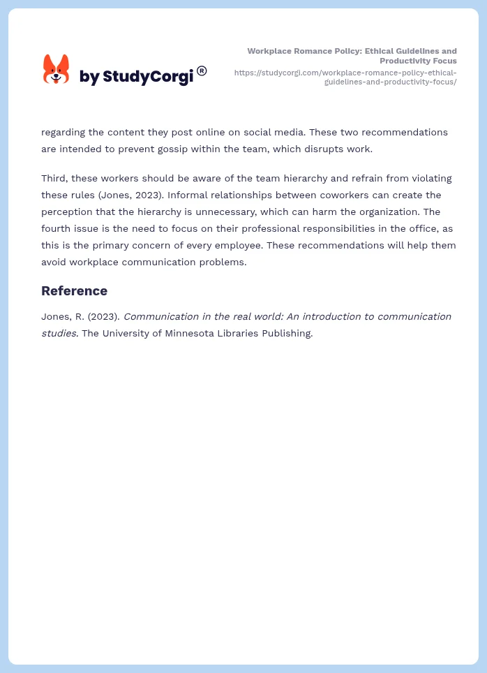 Workplace Romance Policy: Ethical Guidelines and Productivity Focus. Page 2