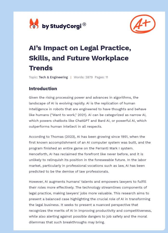 AI’s Impact on Legal Practice, Skills, and Future Workplace Trends. Page 1