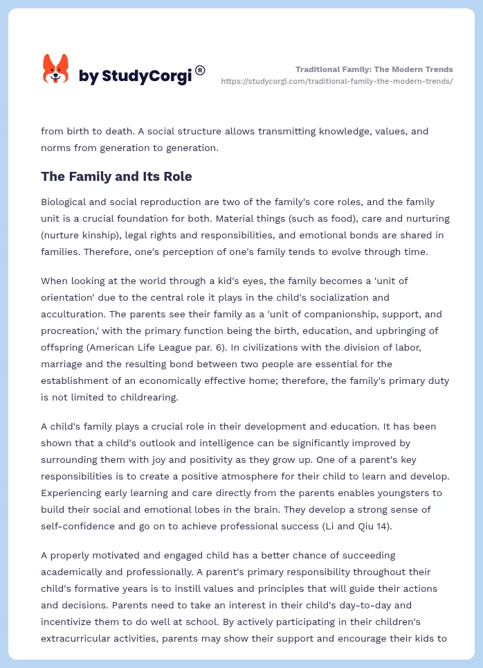 Traditional Family: The Modern Trends. Page 2