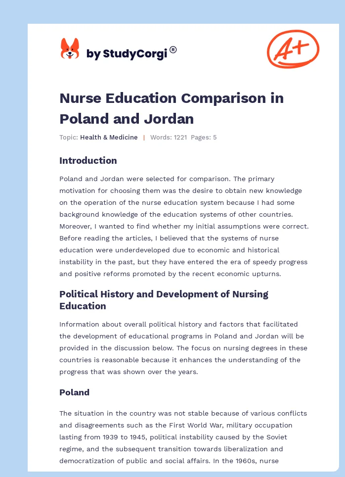 Nurse Education Comparison in Poland and Jordan. Page 1