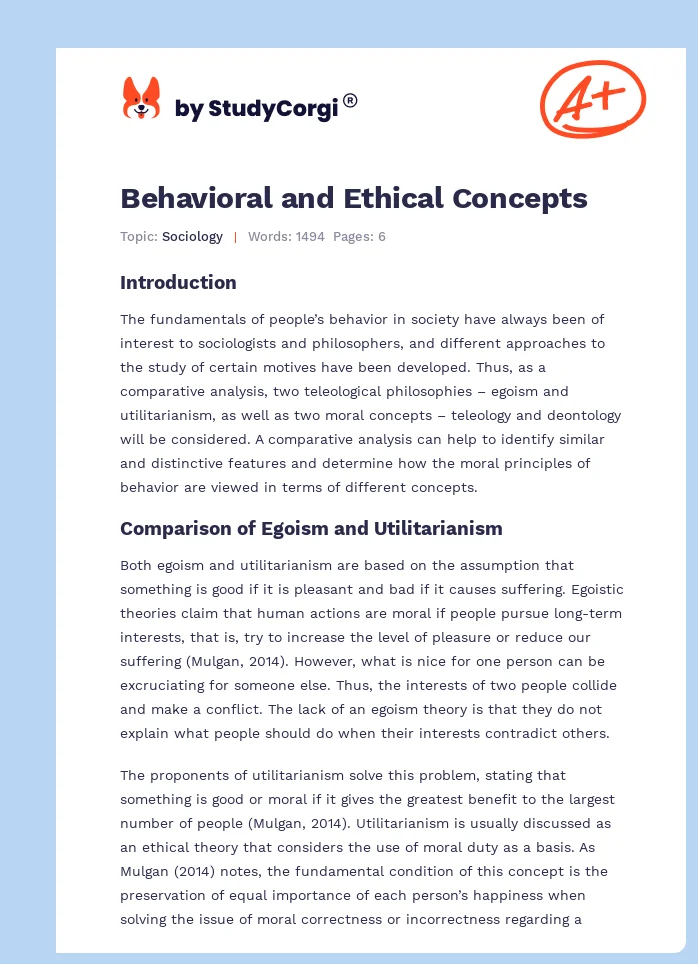 Behavioral and Ethical Concepts. Page 1