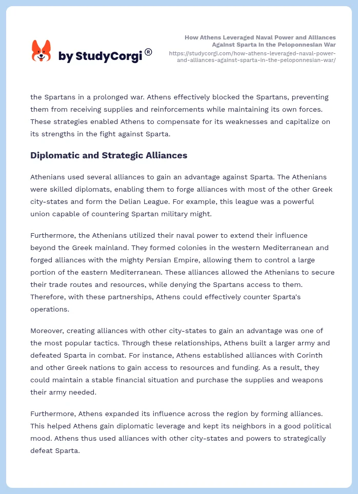 How Athens Leveraged Naval Power and Alliances Against Sparta in the Peloponnesian War. Page 2