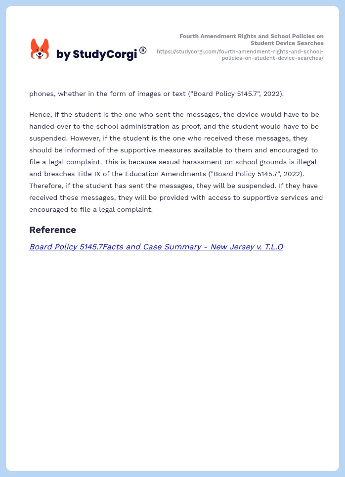 Fourth Amendment Rights and School Policies on Student Device Searches. Page 2