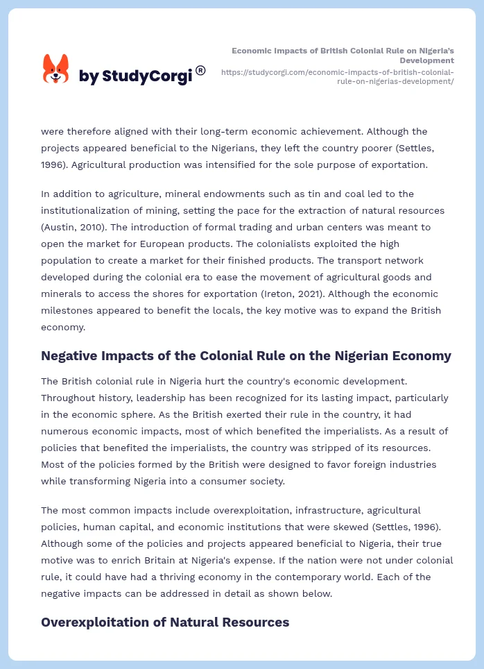 Economic Impacts of British Colonial Rule on Nigeria’s Development. Page 2