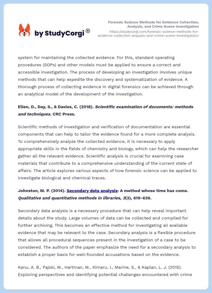 Forensic Science Methods for Evidence Collection, Analysis, and Crime Scene Investigation. Page 2