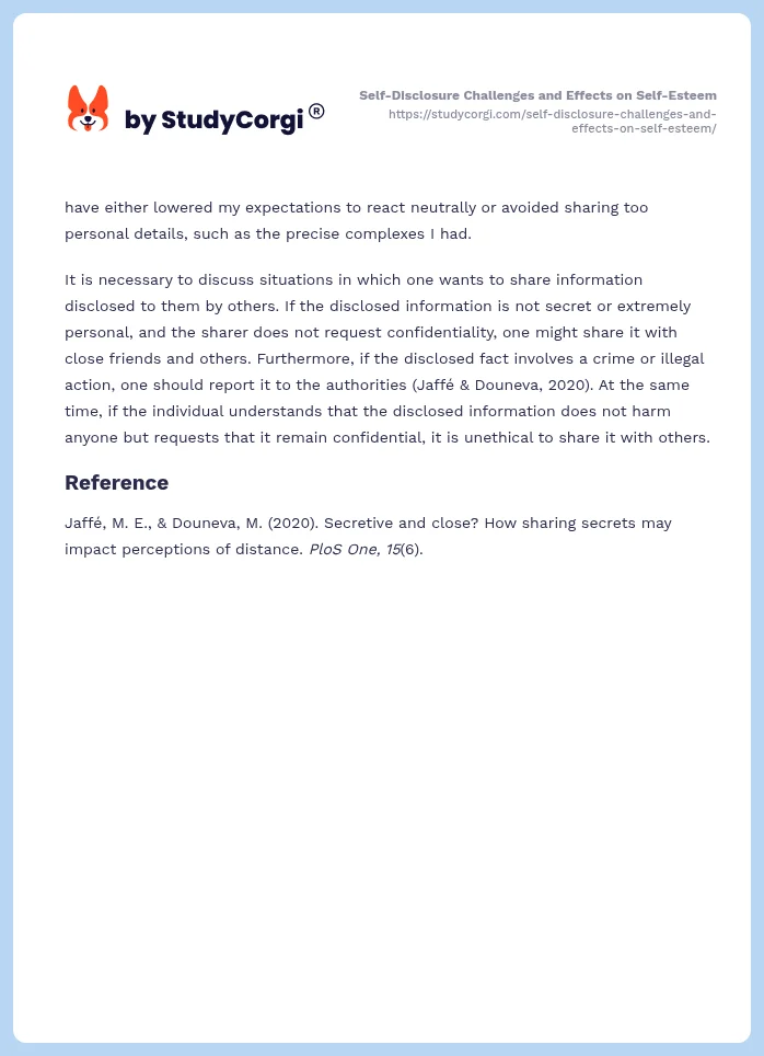 Self-Disclosure Challenges and Effects on Self-Esteem. Page 2