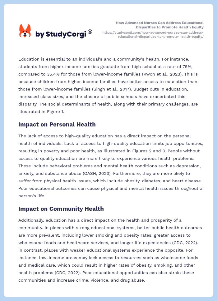 How Advanced Nurses Can Address Educational Disparities to Promote Health Equity. Page 2