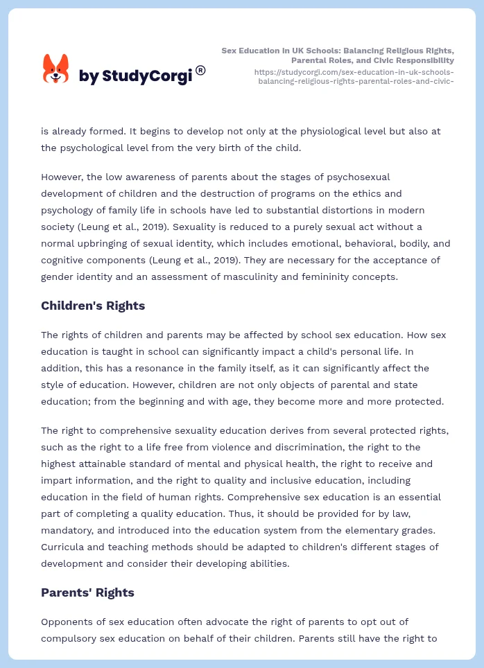 Sex Education in UK Schools: Balancing Religious Rights, Parental Roles, and Civic Responsibility. Page 2