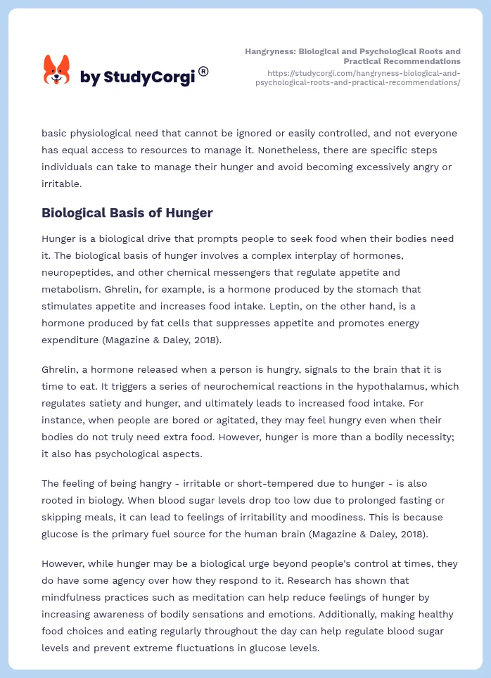 Hangryness: Biological and Psychological Roots and Practical Recommendations. Page 2
