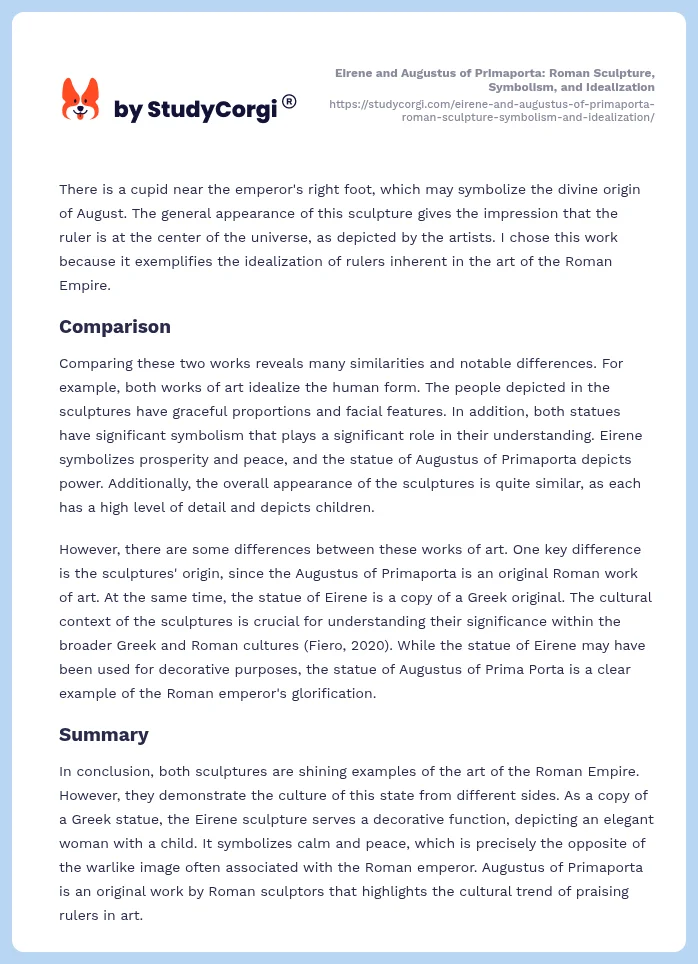 Eirene and Augustus of Primaporta: Roman Sculpture, Symbolism, and Idealization. Page 2