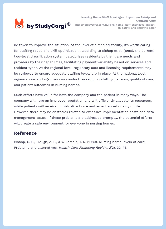 Nursing Home Staff Shortages: Impact on Safety and Geriatric Care. Page 2