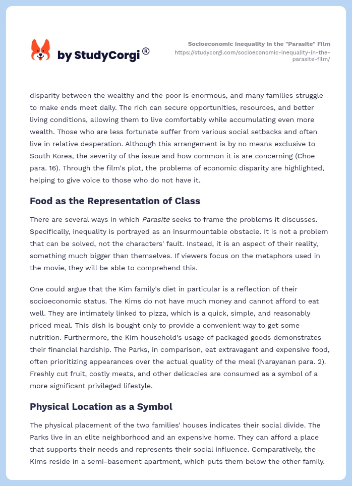 Socioeconomic Inequality in the "Parasite" Film. Page 2