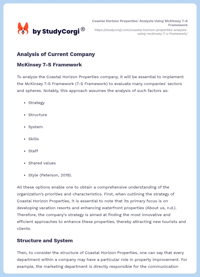 Coastal Horizon Properties' Analysis Using McKinsey 7-S Framework. Page 2