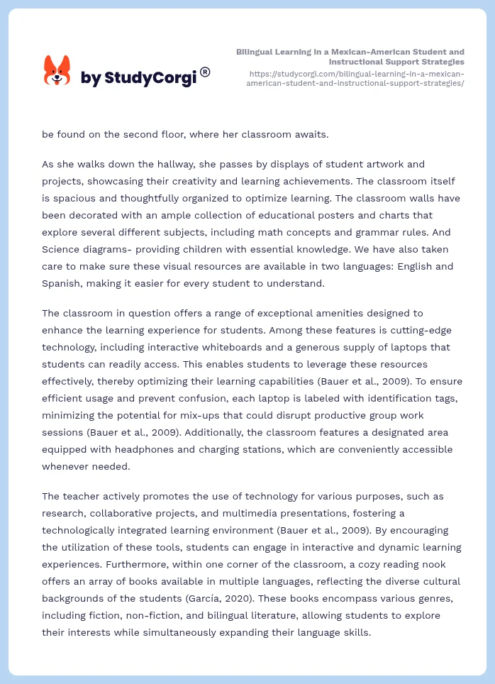 Bilingual Learning in a Mexican-American Student and Instructional Support Strategies. Page 2