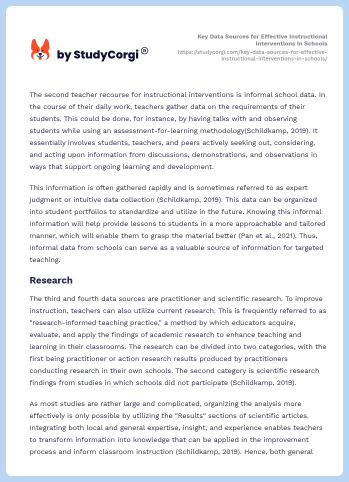 Key Data Sources for Effective Instructional Interventions in Schools. Page 2