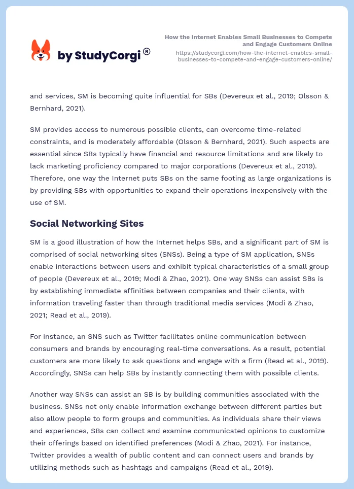 How the Internet Enables Small Businesses to Compete and Engage Customers Online. Page 2