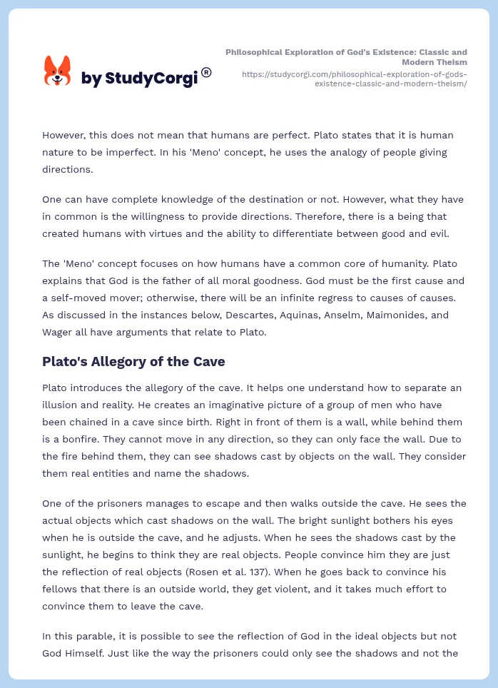 Philosophical Exploration of God's Existence: Classic and Modern Theism. Page 2