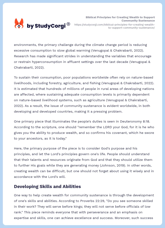 Biblical Principles for Creating Wealth to Support Community Sustenance. Page 2
