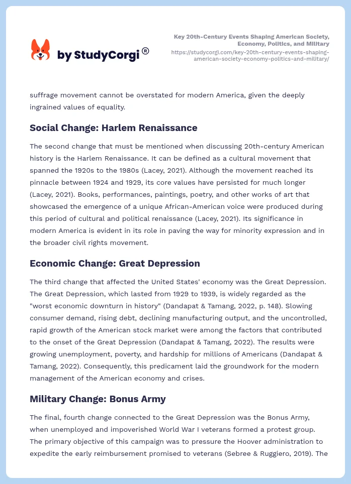 Key 20th-Century Events Shaping American Society, Economy, Politics, and Military. Page 2
