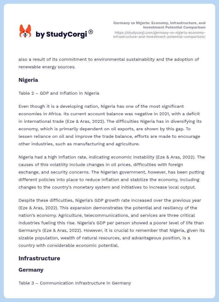 Germany vs Nigeria: Economy, Infrastructure, and Investment Potential Comparison. Page 2