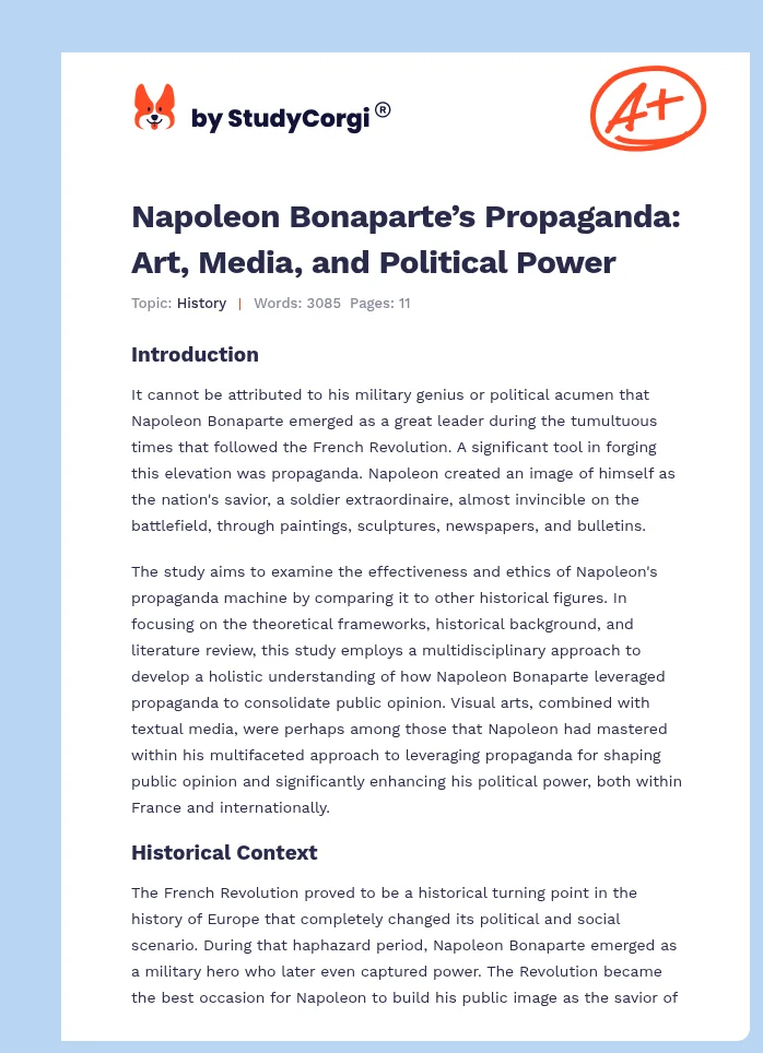 Napoleon Bonaparte’s Propaganda: Art, Media, and Political Power. Page 1