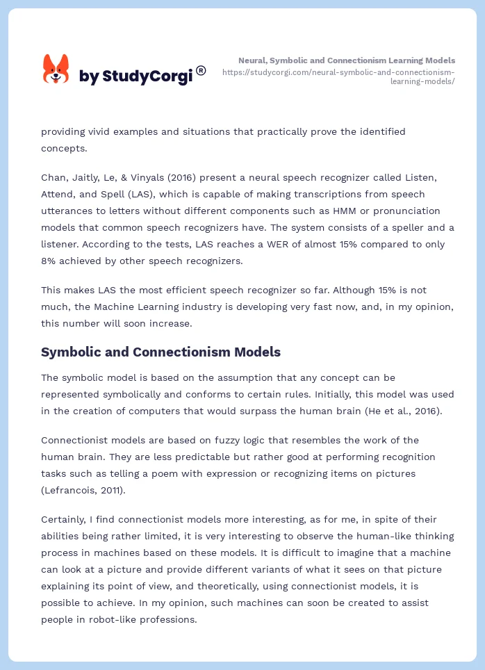 Neural, Symbolic and Connectionism Learning Models. Page 2