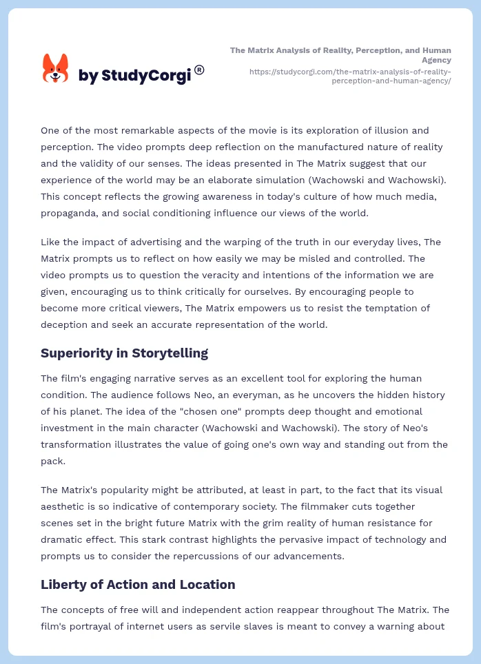 The Matrix Analysis of Reality, Perception, and Human Agency. Page 2