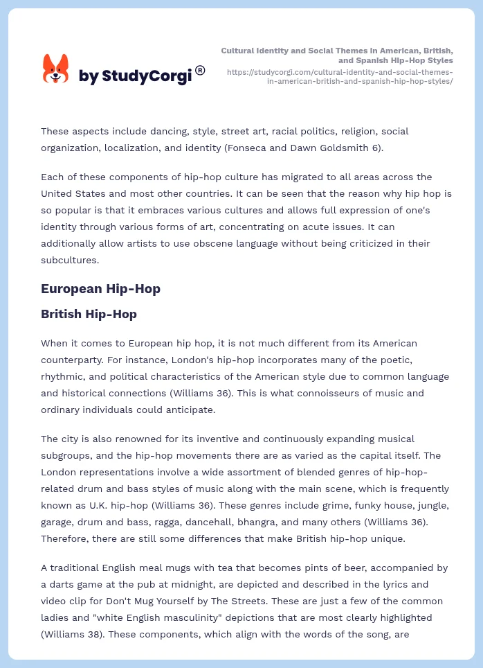 Cultural Identity and Social Themes in American, British, and Spanish Hip-Hop Styles. Page 2