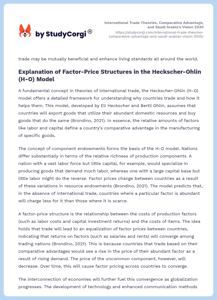 International Trade Theories, Comparative Advantage, and Saudi Arabia’s Vision 2030. Page 2