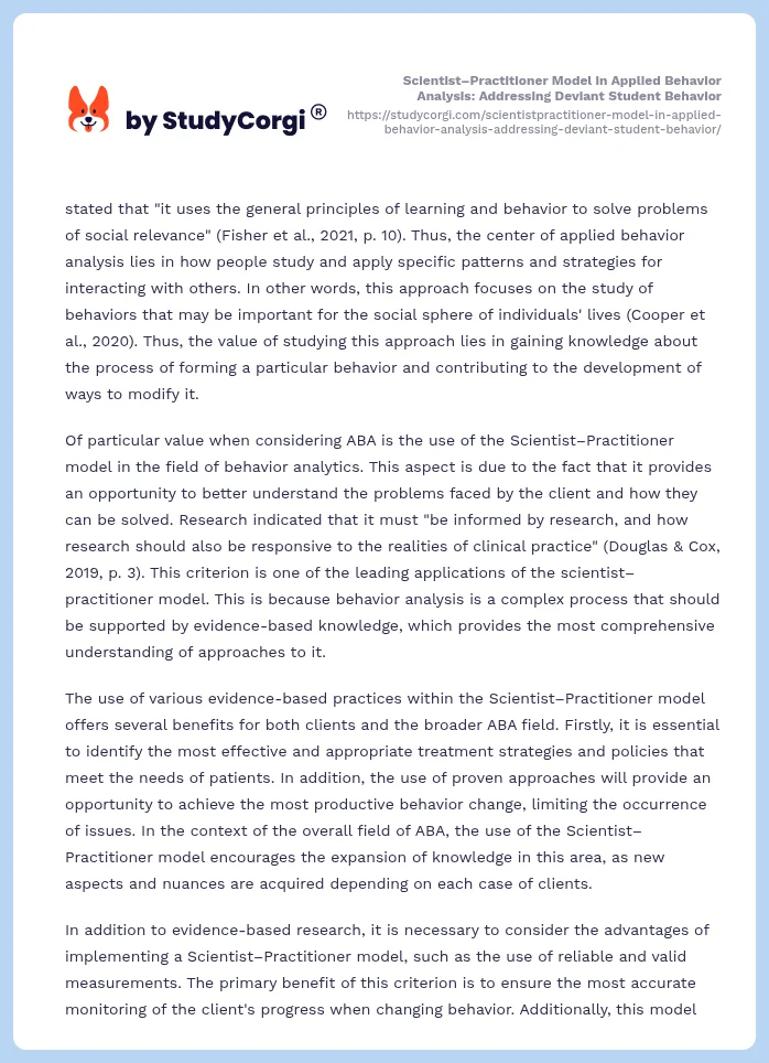 Scientist–Practitioner Model in Applied Behavior Analysis: Addressing Deviant Student Behavior. Page 2
