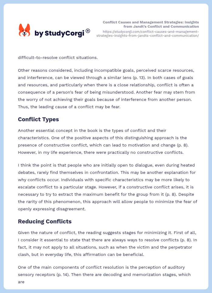 Conflict Causes and Management Strategies: Insights from Jandt’s Conflict and Communication. Page 2
