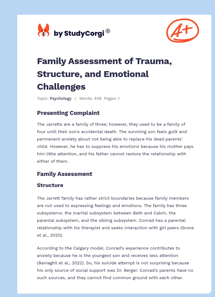 Family Assessment of Trauma, Structure, and Emotional Challenges. Page 1