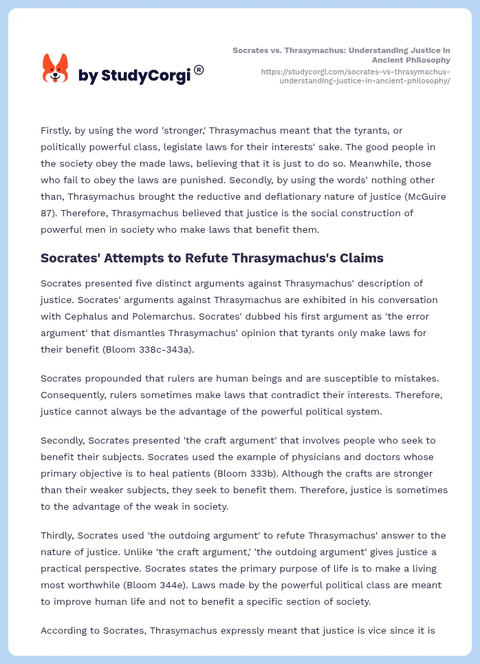 Socrates vs. Thrasymachus: Understanding Justice in Ancient Philosophy. Page 2