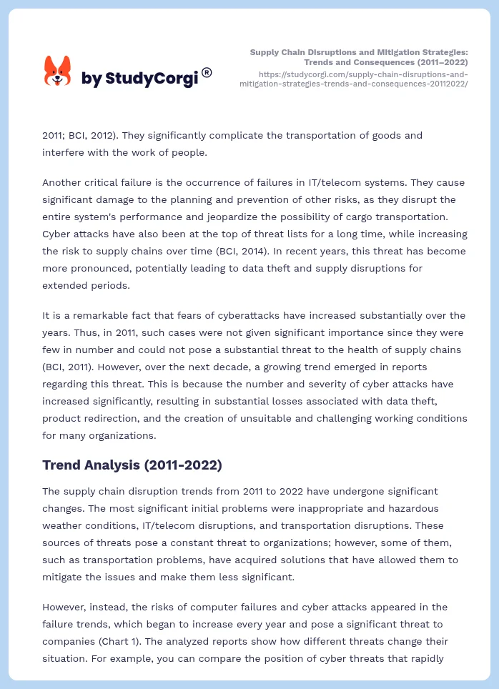 Supply Chain Disruptions and Mitigation Strategies: Trends and Consequences (2011–2022). Page 2