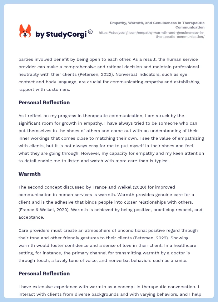 Empathy, Warmth, and Genuineness in Therapeutic Communication. Page 2